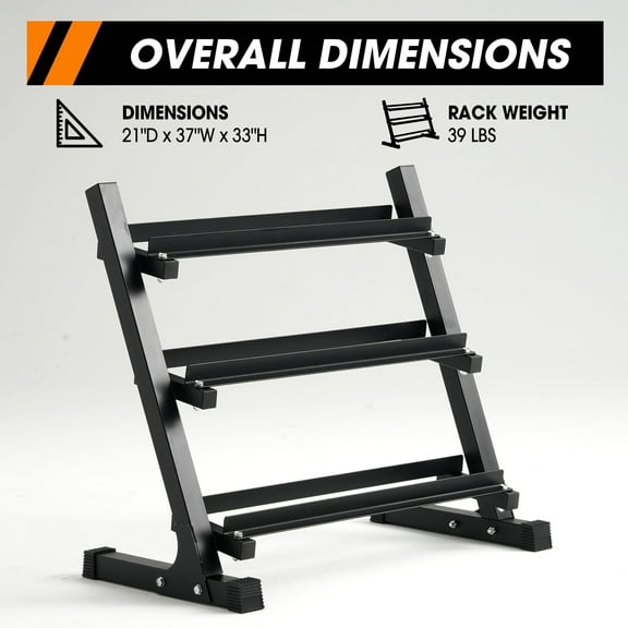 Mikolo 3 Tier Dumbbell Storage Rack Stand, 1100LBS Weight Capacity