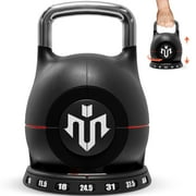 Mikolo Adjustable Kettlebell Weight Set-Quickly Adjusts 7 Weights,Ergonomic kettlebell sets for Home Gym 5-44 LBS