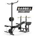 thumbnail image 1 of Mikolo Adjustable Weight Bench with Barbell 6 in 1 Lat Pull Down, Leg Extension and Leg Curl, Chest Fly and Preacher Curl Workout Bench Multi-Function Strength Training Bench Press Exercise Equipment, 1 of 12