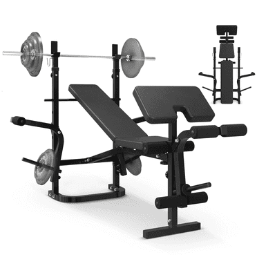 Mikolo Adjustable Weight Bench Set, 800LBS 6 In 1 Full Body Workout Weight Bench With Leg Extension , Multi-Function Strength Training Bench Press Set for Home Gym