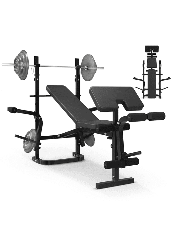 Adjustable Weight Bench Press, 800LBS 6 In 1 Full Body Workout Weight Bench With Leg Extension , Multi-Function Strength Training Bench Press Set for Home Gym