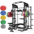 thumbnail image 1 of Mikolo All-in-One Power Rack with Smith Machine, Leg Press & Lat Pulldown, 2000LBS Squat Rack Cage for Home Gym, Includes Bench, Barbell & 340LB Weight Plates, 1 of 18