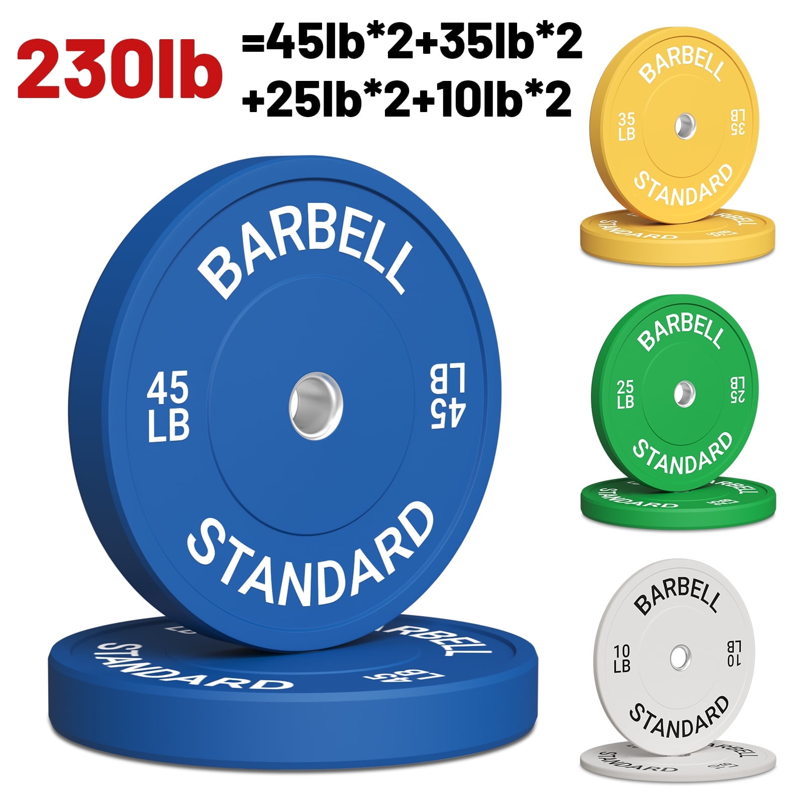 Mikolo Bumper Plates, 2Inch Olympic Weight Plates for Weight Lifting