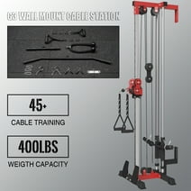 Mikolo Cable Crossover Machine, 400 lbs Wall Mount Cable Station Fit 1"/2" Plates,Lat Pull Down Machine with 18 Positions Dual Pulley System for Cable Training