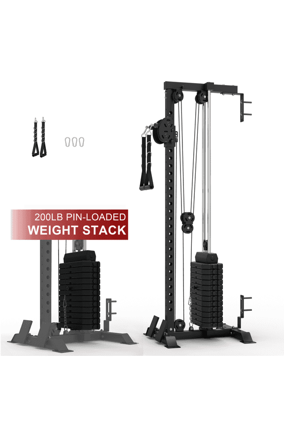 Cable Crossover Machine Home Gym, Wall Mount Cable Station with 200LBS Weight Stack,Lat Pull Down Machine with 27 Positions Dual Pulley System