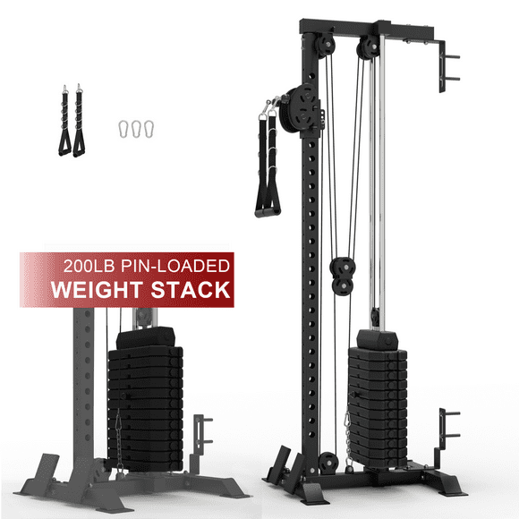 Mikolo Cable Crossover Machine Home Gym, Wall Mount Cable Station with 200LBS Weight Stack,Lat Pull Down Machine with 27 Positions Dual Pulley System