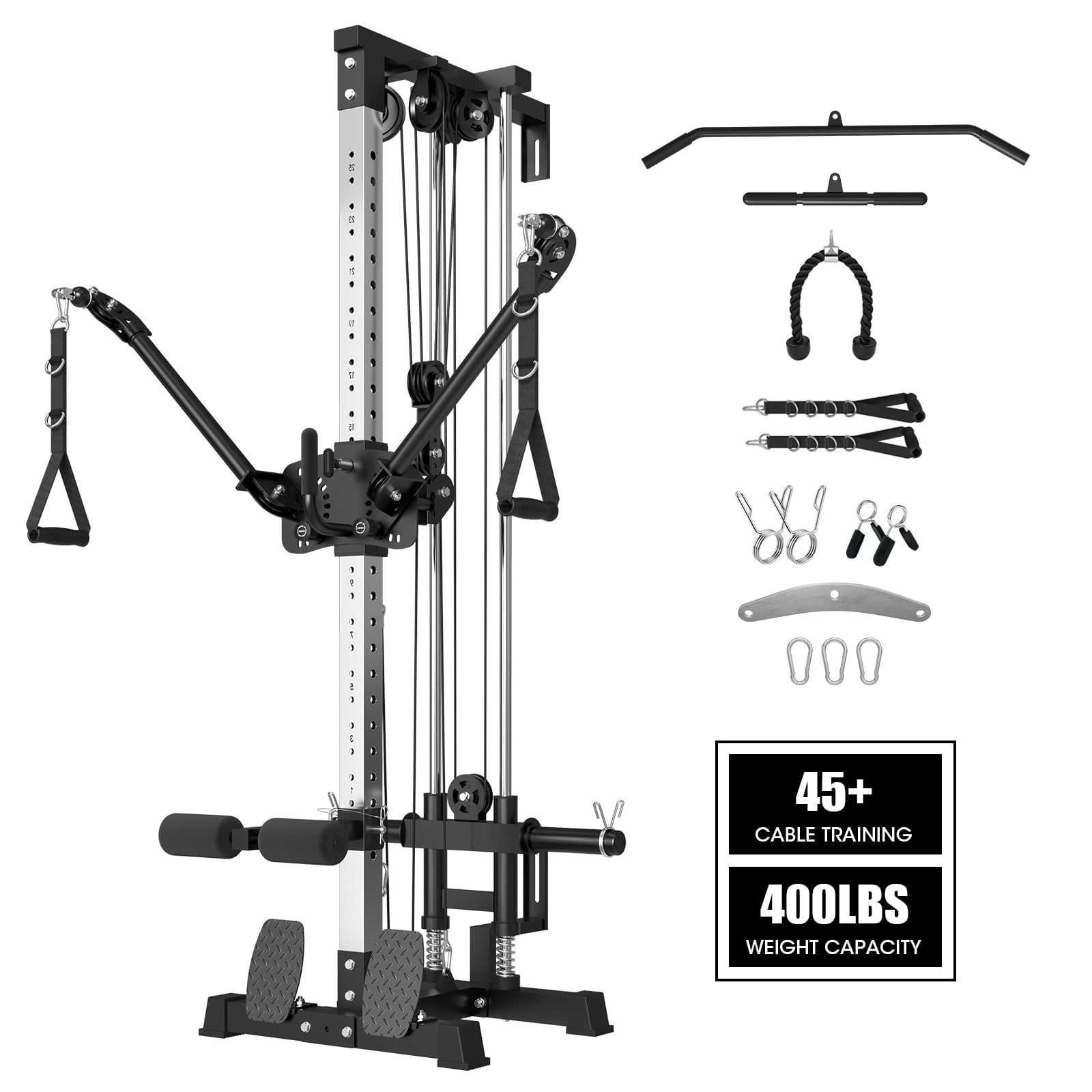 KORIKAHM Upgraded Cable Pulley System For Home Gym - LAT Pulldown Attachment For 28mm Round Tube Power Racks, 220lb Capacity
