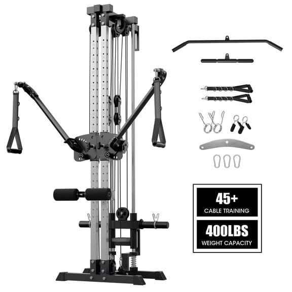 Mikolo Cable Crossover Machine, Lat Pull Down Machine, Wall Mounted Pulley Tower functional trainer with Adjustable 26 Positions Dual Pulley System, Lat Pulldown Cable Training for Home Gym Fitness