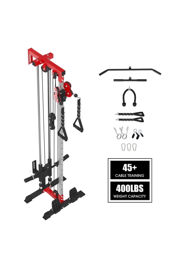 Cable Crossover Machine, Lat Pull Down Machine, Wall Mounted Pulley Tower functional trainer with Adjustable 26 Positions Dual Pulley System, Lat Pulldown Cable Training for Home Gym Fitness