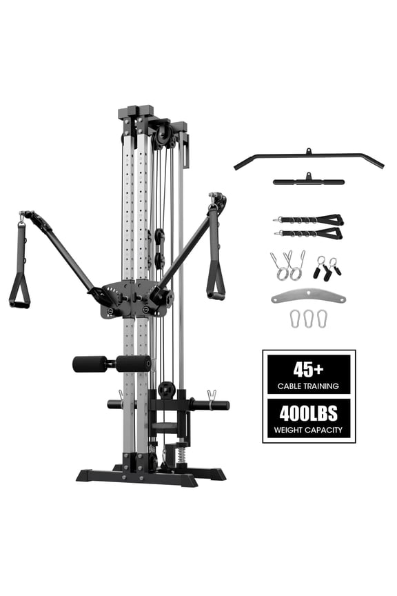 Cable Crossover Machine, Lat Pull Down Machine, Wall Mounted Pulley Tower functional trainer with Adjustable 26 Positions Dual Pulley System, Lat Pulldown Cable Training for Home Gym Fitness