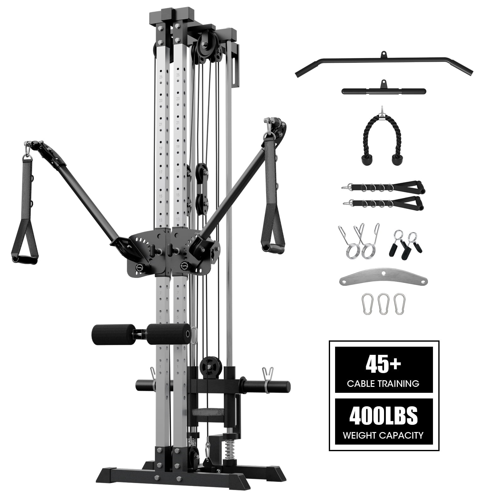 Mikolo Cable Crossover Machine, Lat Pull Down Machine, Wall Mounted Pulley Tower functional trainer with Adjustable 26 Positions Dual Pulley System, Lat Pulldown Cable Training for Home Gym Fitness