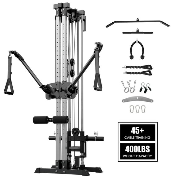 Mikolo Cable Crossover Machine, Lat Pull Down Machine, Wall Mounted Pulley Tower functional trainer with Adjustable 26 Positions Dual Pulley System, Lat Pulldown Cable Training for Home Gym Fitness