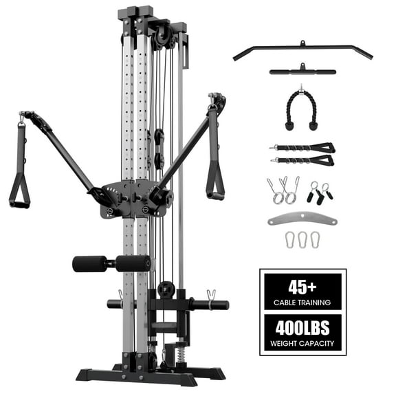 Mikolo Cable Crossover Machine, Lat Pull Down Machine, Wall Mounted Pulley Tower functional trainer with Adjustable 26 Positions Dual Pulley System, Lat Pulldown Cable Training for Home Gym Fitness