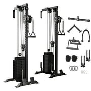 Mikolo Cable Tower Squat Stands, Wall Mounted Pulley Tower with 200LBS Weight Stack,Lat Pull Down Machine with Aluminium Pulley for Home Gym.
