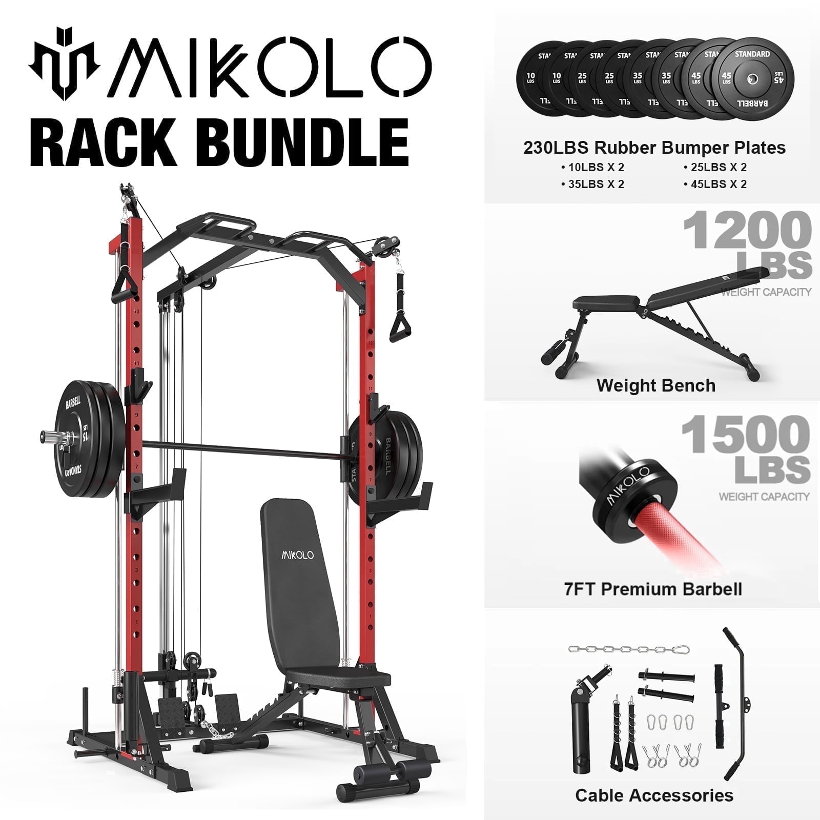 Z6-Weight Bench/Barbell/230lb Weight Plates