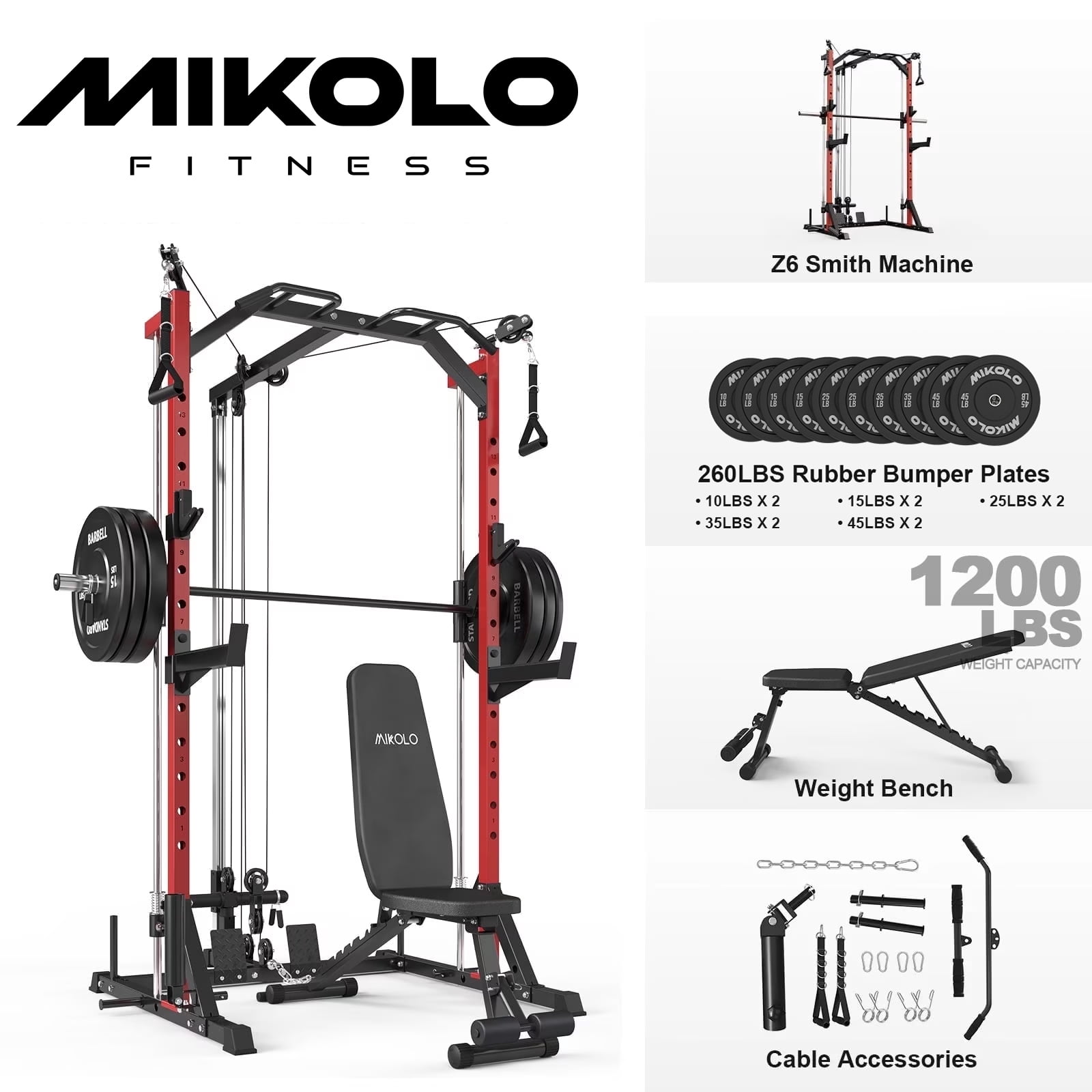 Z6-Weight bench/260LB Weight Plates