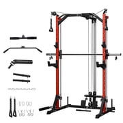 Mikolo Compact 7-IN-1 Smith Machine With Cable Crossover System, 1000LBS Multi-Functional Squat Rack, Workout Station with Weight Bar, Bend Peg and Other Functional Attachments