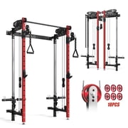 Mikolo Foldable Power Rack Cage,1000lbs Capacity Wall Mounted Squat Rack, Independent pulley system, Space Saving Home Gym Equipment