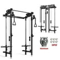 thumbnail image 1 of Mikolo Foldable Power Rack Cage,1000lbs Capacity Wall Mounted Squat Rack, Independent pulley system with Weight Bench, Black, 1 of 9