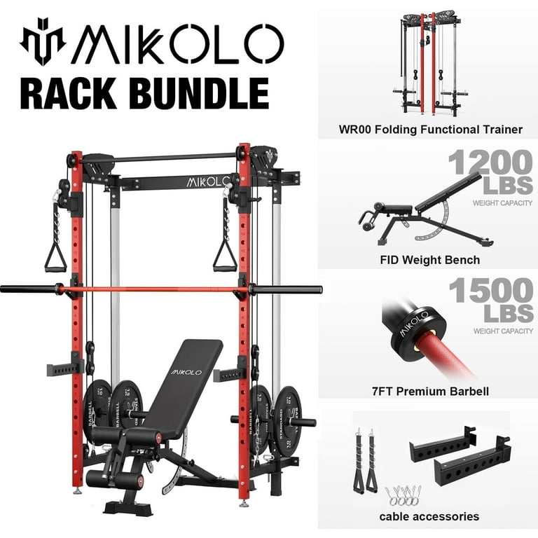 Mikolo Foldable Power Rack Cage,1000lbs Capacity Wall Mounted