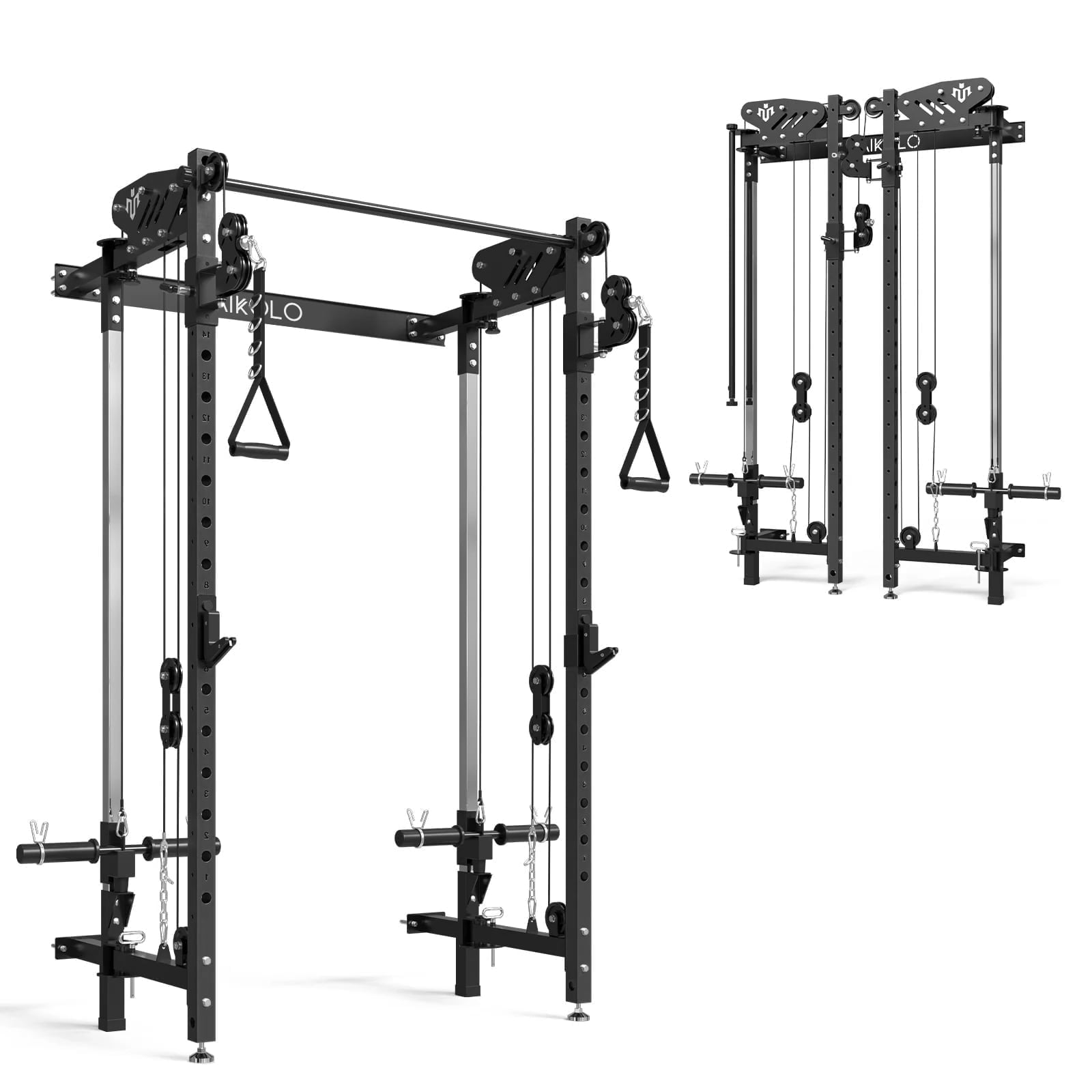 Folding Squat Rack Wall Mount - Space Saving Power Cage For Home Gym With Attachments
