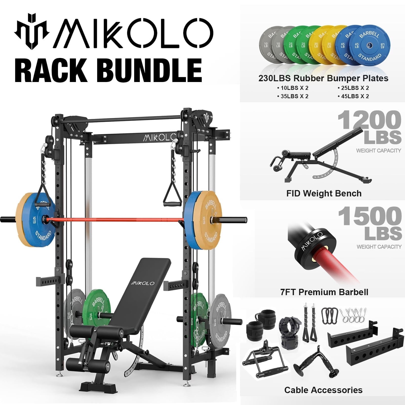 Mikolo Foldable Squat Rack, Wall Mounted Power Rack Jamaica Ubuy - Main Image