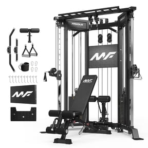 Mikolo Functional Trainer with 400lbs Weight Stack, Cable Crossover Machine with Independent Double Pulley System, 2000lbs Multi-Functional Chest Fly Machine, Lat Pulldown Machine Home Gym with 1200L