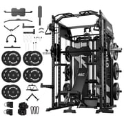 Mikolo Horus Smith Machine Home Gym, Functional Trainer with 260LBS Plates, 2×2Uprights (33 Holes), Dual 128LBS Weight Stack, Centralized Resistance Lat & Row System