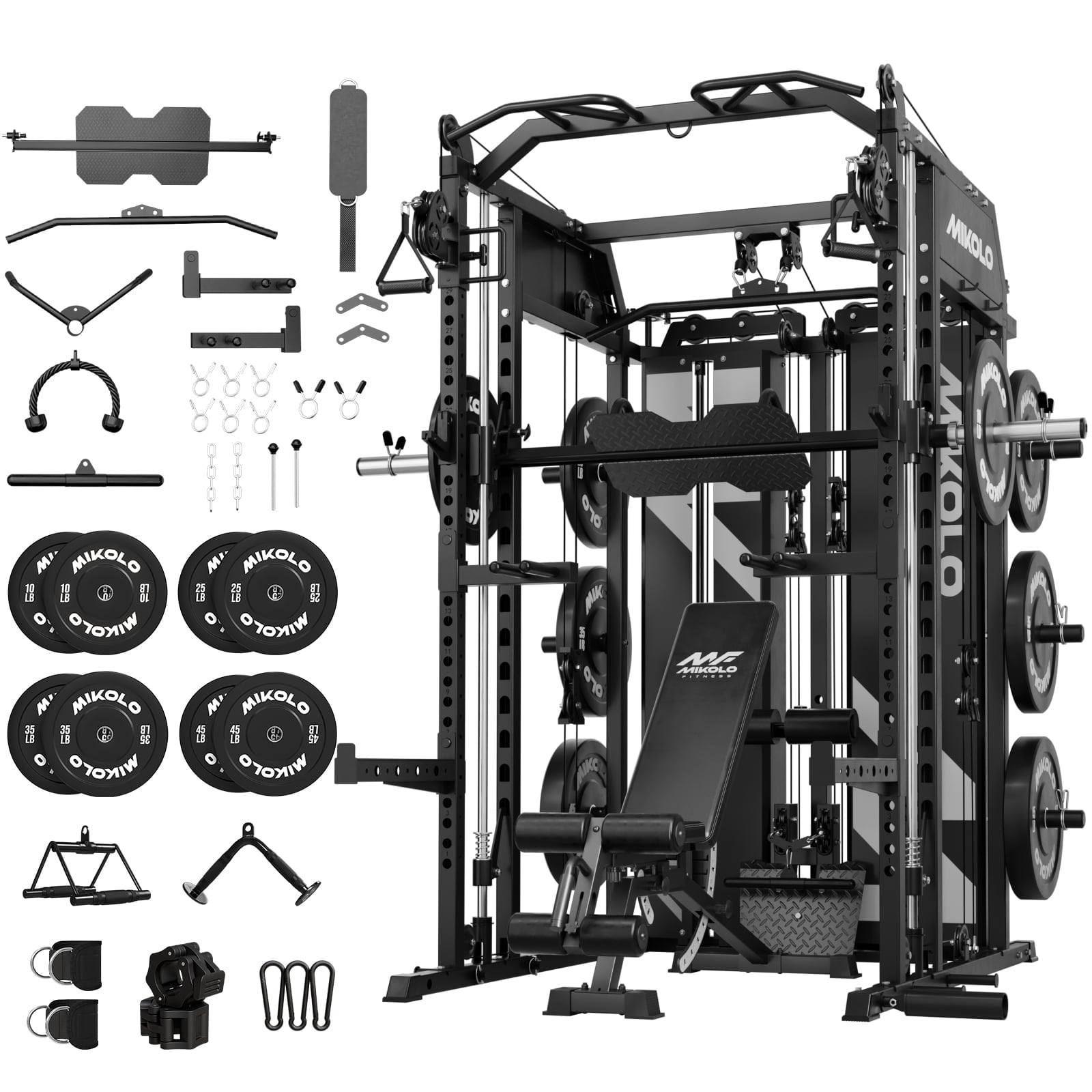 369ミロクMiroku Mind Health and Happiness Mikolo Horus Smith Machine Home Gym, Functional Trainer with