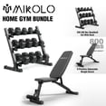 thumbnail image 1 of Mikolo Rubber Hex Dumbbell Set with Racks and 9 Adjustable Position Weighted Bench, Options in 350lbs, Strength Training Weight Set Home Gym, 1 of 13