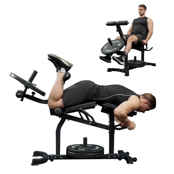 Mikolo Leg Extension and Curl Machine, Adjustable Leg Curl Machine, Seated Leg Extension and Lying Curl Machine for Home Gym, Leg Workout Equipment with Triple Loading System