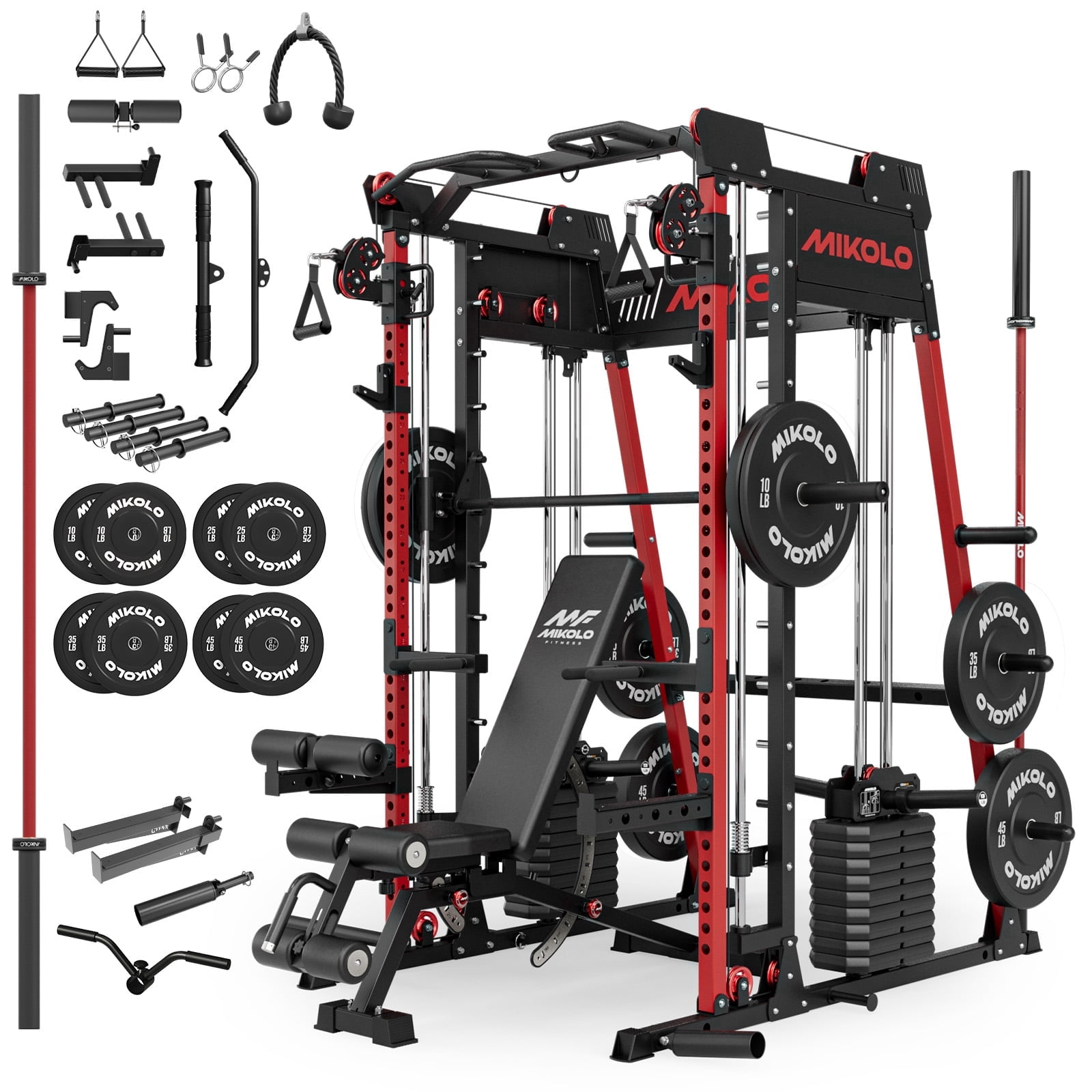 M11 Elite-Red (with bench & barbell  & 230LBS plates)