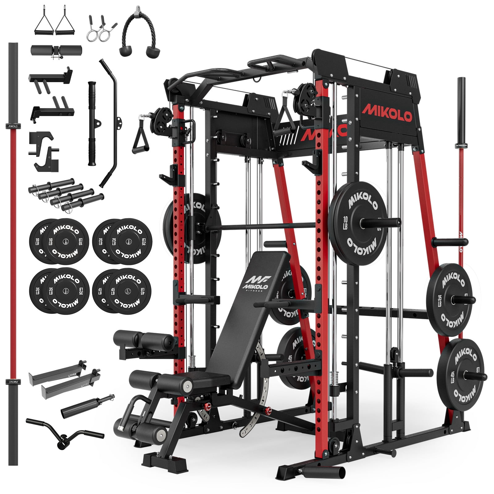 M11 Red & Bench & Barbell & 230lbs Plates