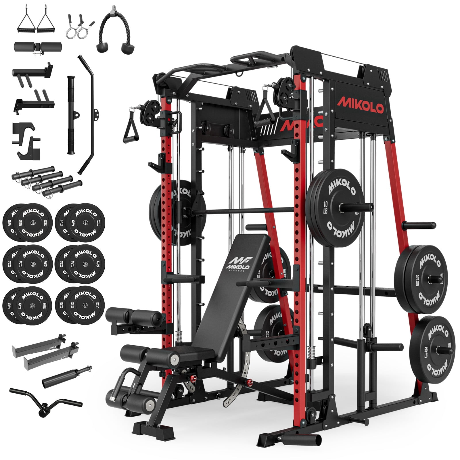 M11 Red & Bench & 370lbs Plates & Cable Accessories