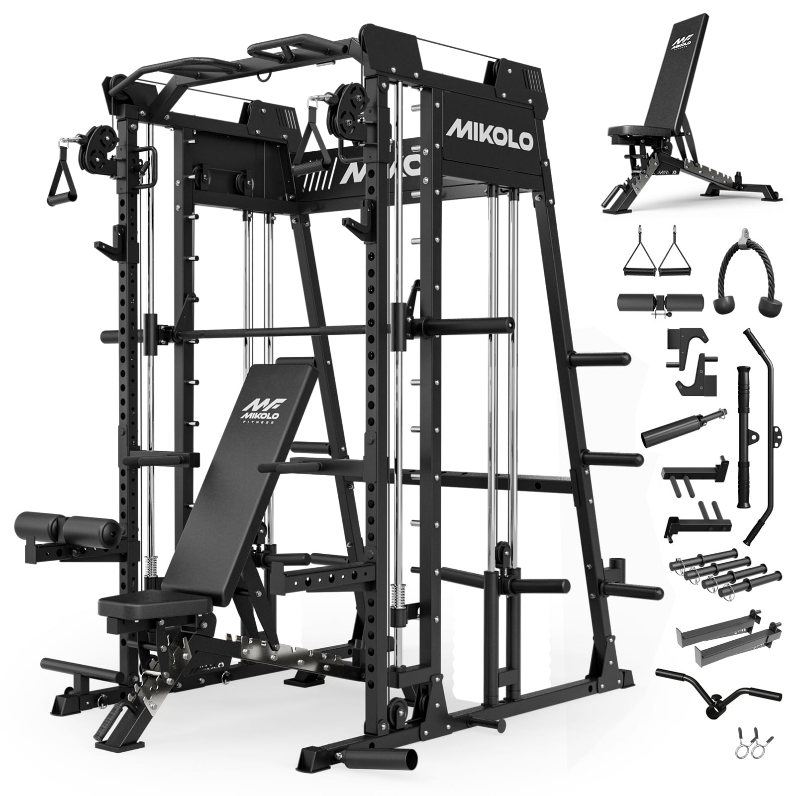 Mikolo M11 Smith Machine with Weight Bench, 450LBS Dumbbell Set