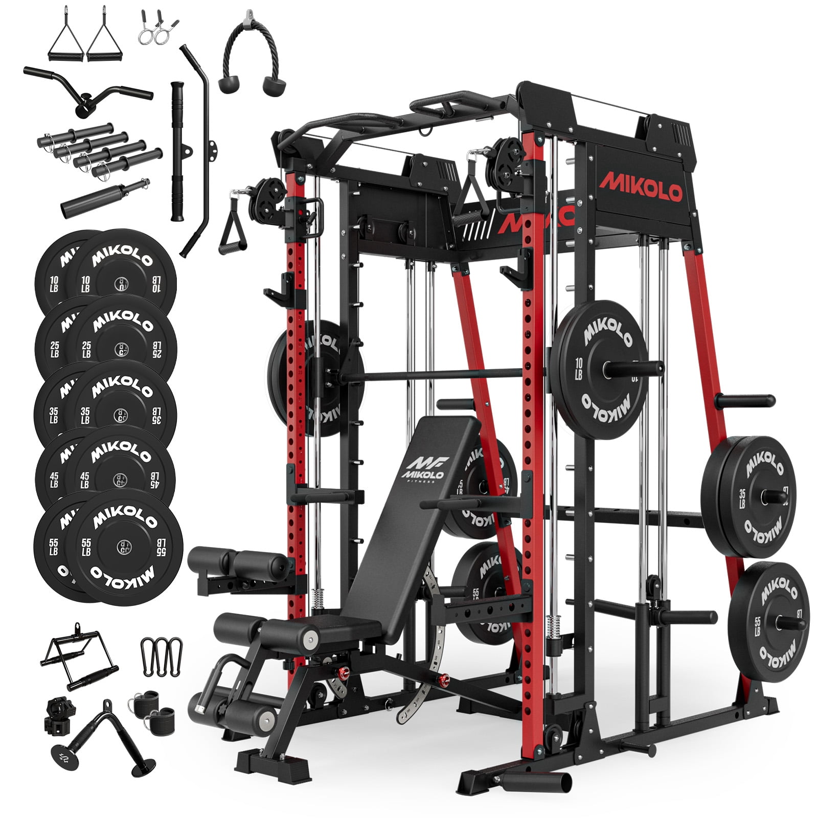 M11 Red & Bench & 340lbs Plates & Cable Accessories