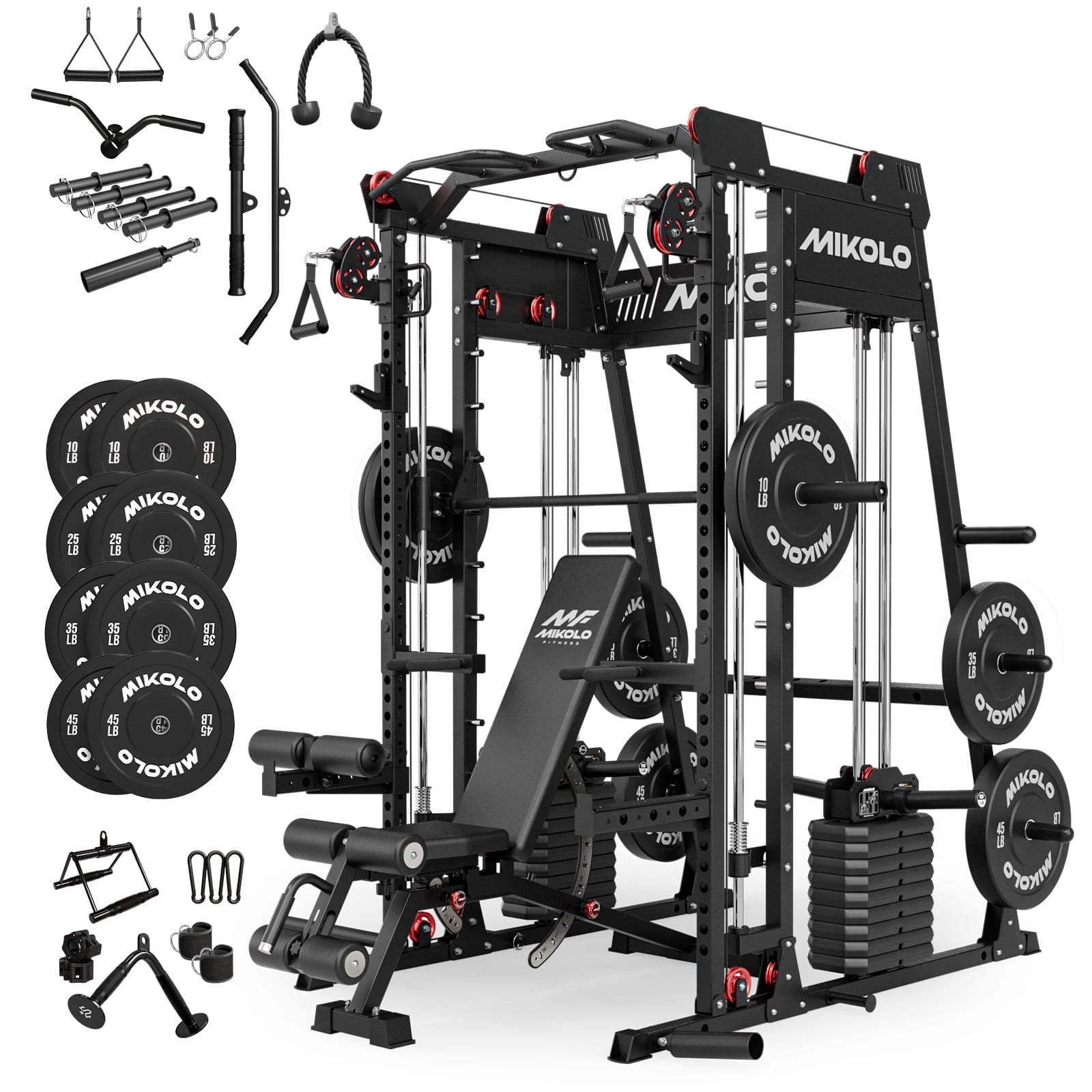M11 Elite Package - Black (Bench & 230lbs Plates & cable accessories)
