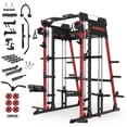 thumbnail image 1 of Mikolo M11 Smith Machine with Aluminum Pulleys, 2200lbs Squat Rack with LAT-Pull Down System & Cable Crossover Machine, Training Equipment with Leg Hold-Down Attachment, 1 of 10