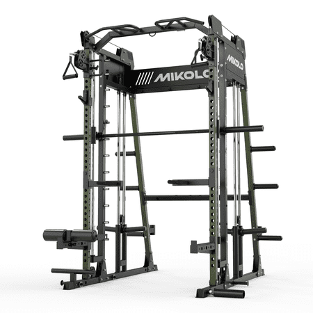 Mikolo M11 Smith Machine Home Gym, 2200LBS Power Rack with Functional Trainer, Cable Crossover, LAT Pulldown, Low Row, Landmine and Plate Storage for Full Body Strength Training