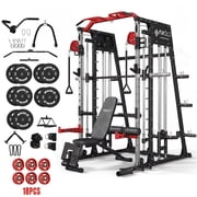Mikolo M4 All-In-One Smith Machine Home Gym Package, 2200 lbs Power Rack Cage with Cable Crossover, 360  Landmine, Barbell Holders and Other Attachments, Total Body Strength Training Cage