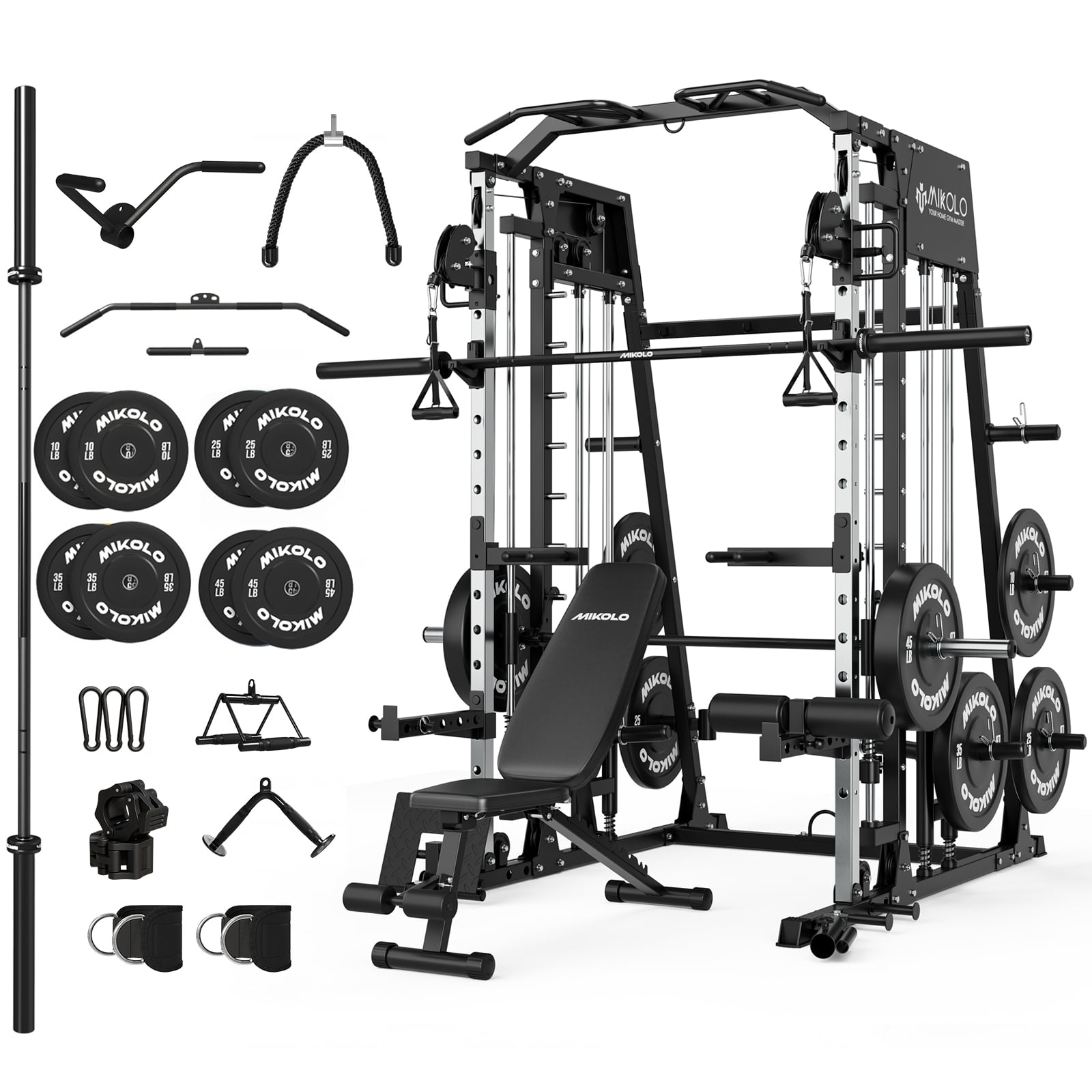 M4-Black (bench & Barbell & 230LBS BP & cable accessories)