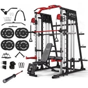 Mikolo M4 All-In-One Smith Machine Home Gym Package, 2200 lbs Power Rack Cage with Cable Crossover, 360  Landmine, Barbell Holders and Other Attachments, Total Body Strength Training Cage