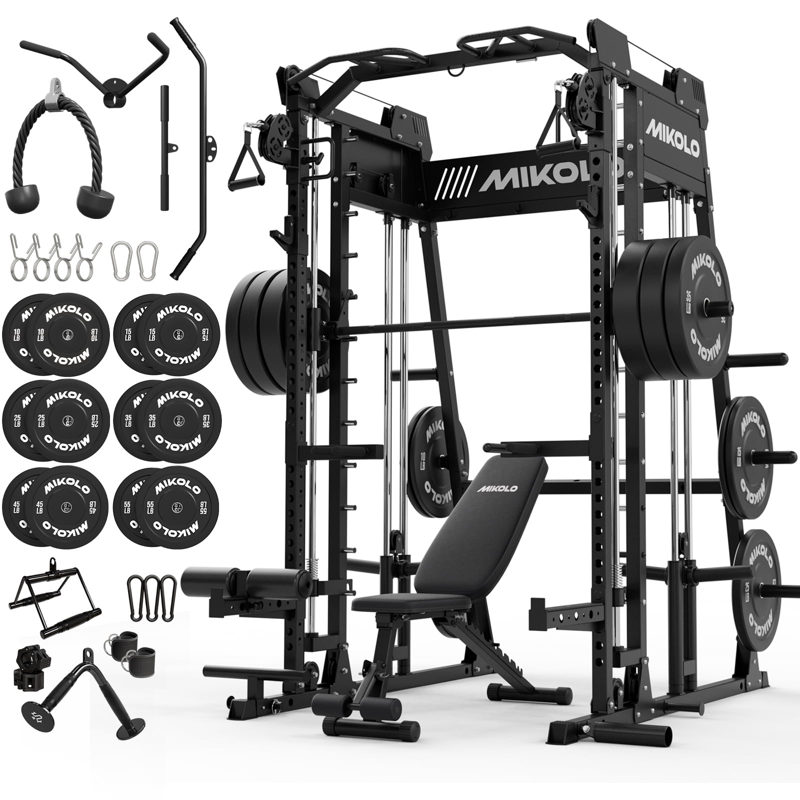Smith Machine Fall Mikolo M4 Advanced All-In-One Smith Machine Home Gym Package, 2200 lbs ...