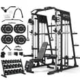 thumbnail image 1 of Mikolo M4 All-In-One Smith Machine Home Gym Package, 2200 lbs Power Rack Cage with Cable Crossover, 360° Landmine, Barbell Holders and Other Attachments, Total Body Strength Training Cage, 1 of 12