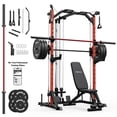 thumbnail image 1 of Mikolo Smith Machine Home Gym, 7-in-1 Multi-Function Squat Rack with Cable Crossover, 1000LBS Workout Station with Smith Bar,Barbell and Weight Bench and 35lb/45lb x2 Weight Plates, 1 of 14