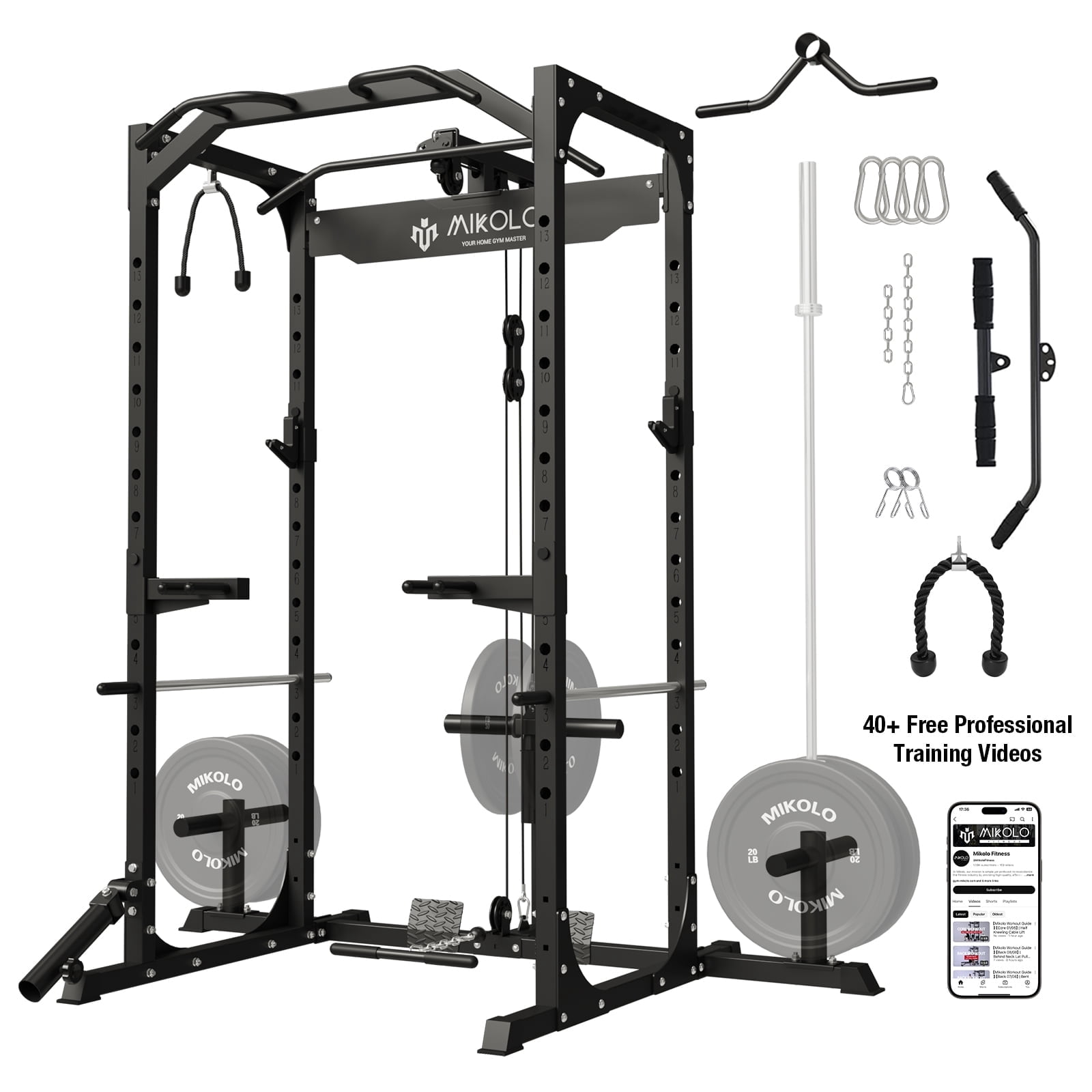 Ecercise Fix Rack Mikolo Power Rack Cage, LAT Pulldown, 1200LBS Capacity, Multi ...