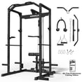thumbnail image 1 of Mikolo Multi-Functional Squat Rack with LAT Pulldown System Exercise Power Cages, Metal Black, 1 of 15
