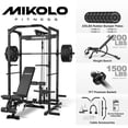thumbnail image 1 of Mikolo Power Rack Cage with LAT Pulldown System,1200 lbs Capacity Power Rack with 800 lbs Capacity Weight Bench and 1500 lbs Capacity Barbell Combo (Black), 1 of 18