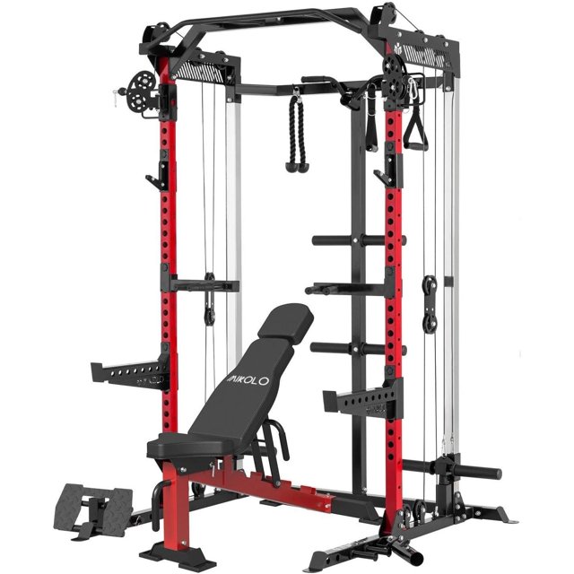 Mikolo Power Cage, 2000LB Squat Rack, Dual Pulley Cable Crossover