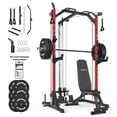 thumbnail image 1 of Mikolo Smith Machine Home Gym, 7-in-1 Multi-Function Squat Rack with Cable Crossover, 1000LBS Workout Station with Smith Bar, and Weight Bench and 10lb/15lb/25lb x2 Weight Plates, 1 of 13
